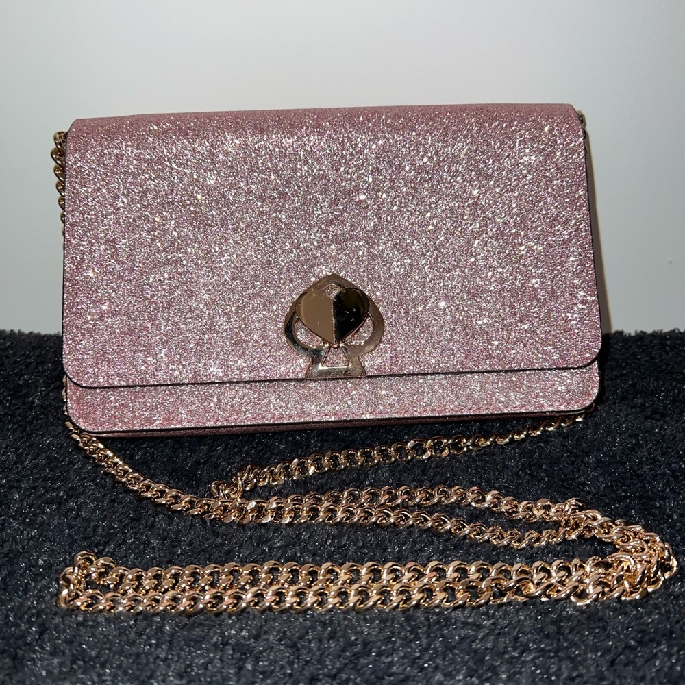 KATE SPADE PINK GLITTER CROSSBODY BAG